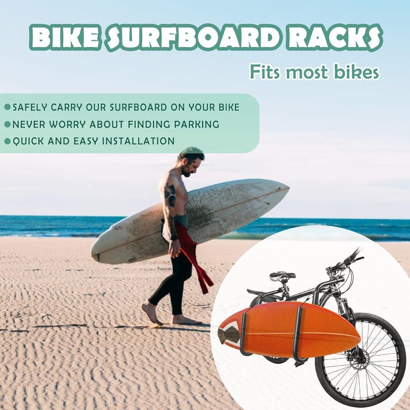 Mosxoed Bicycle Surfboard Racks, Bike Surf Board Compatible with Shortboards, Longboards, SUP Paddleboards, Outdoor Sports Surfing Wakeboard Carrier Mount for Bike, Quick Release Bars - Image 3